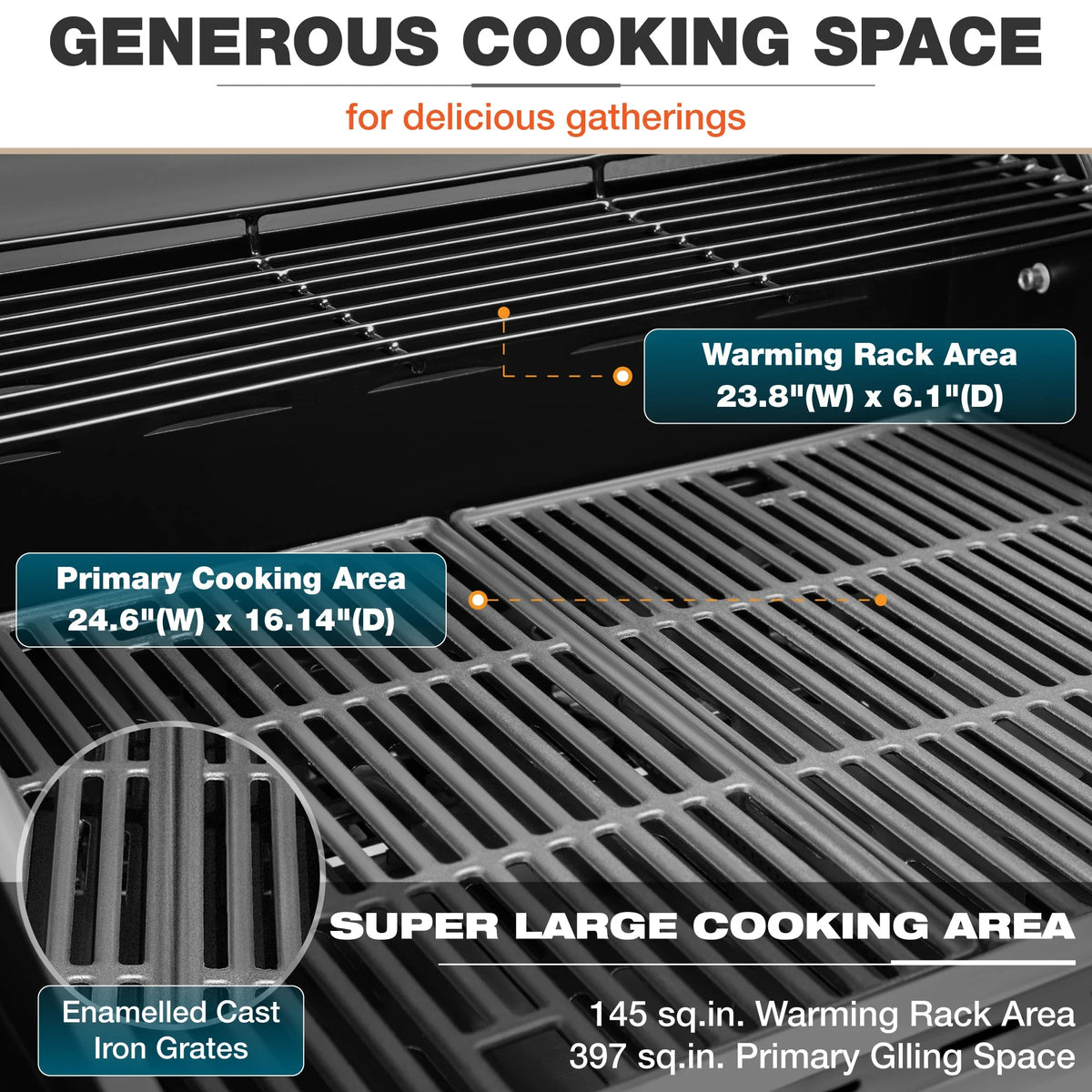 4-Burner Stainless Steel Propane Gas Grill with Side Burner C1696