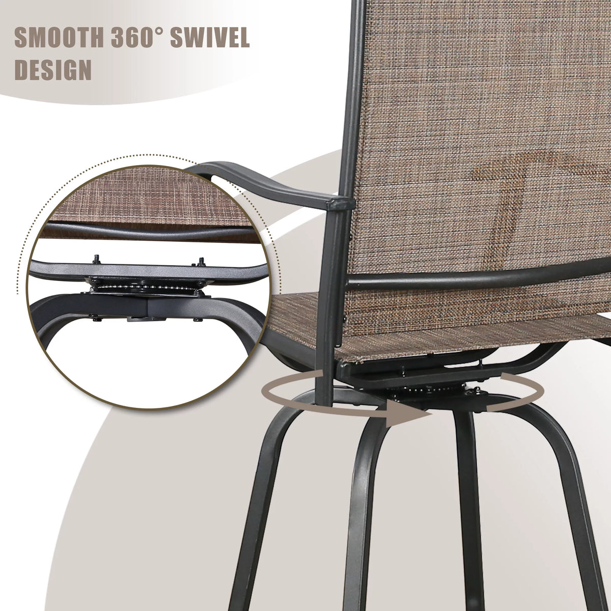 4-Piece Outdoor Swivel Bar Stools with High Back and Armrest Y83100