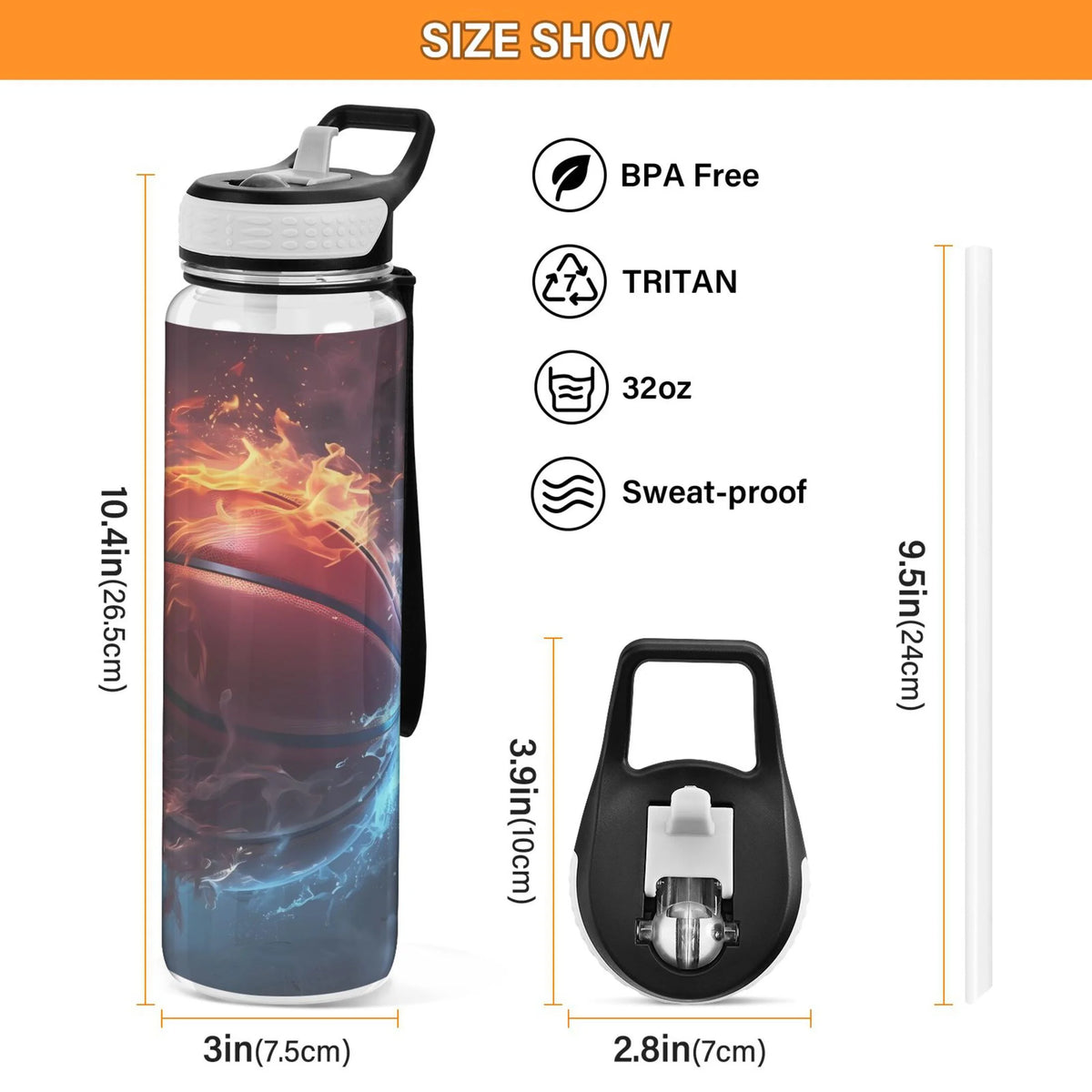 32oz Tritan Leakproof Clear Sports Water Bottle C587