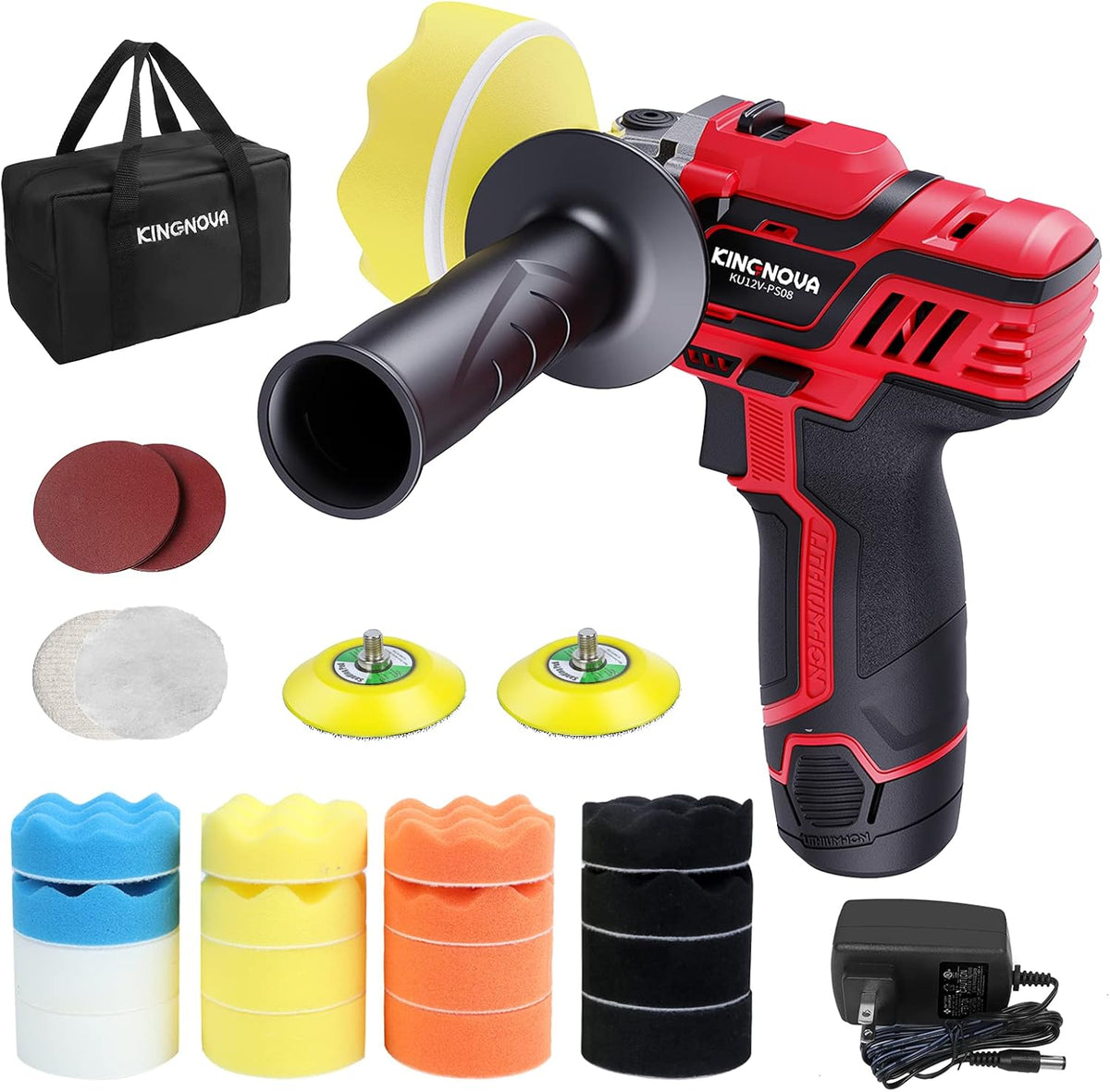 12V Cordless Buffer Polisher Variable Speed 2.0Ah Battery 0-2800/8300 RPM Mini Buffer F5672
