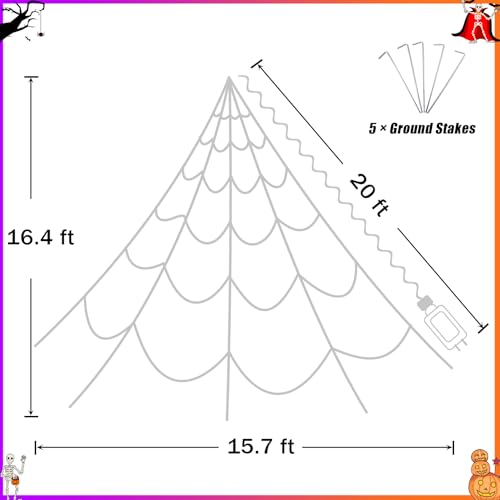 Halloween Spider Web Lights with 59" Spider and Stretch Cobweb M5202