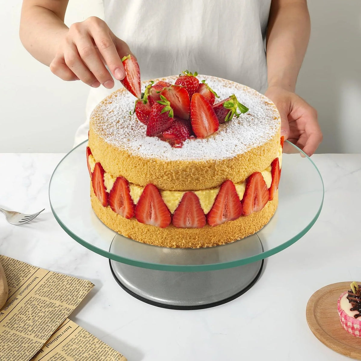 12" Glass Rotating Cake Stand U3545