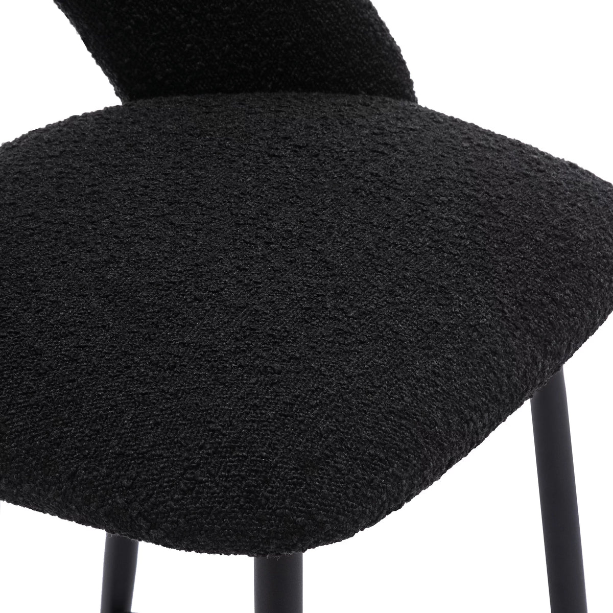Boucle Fabric Barstools Set of 2 with Black Metal Legs Z613444