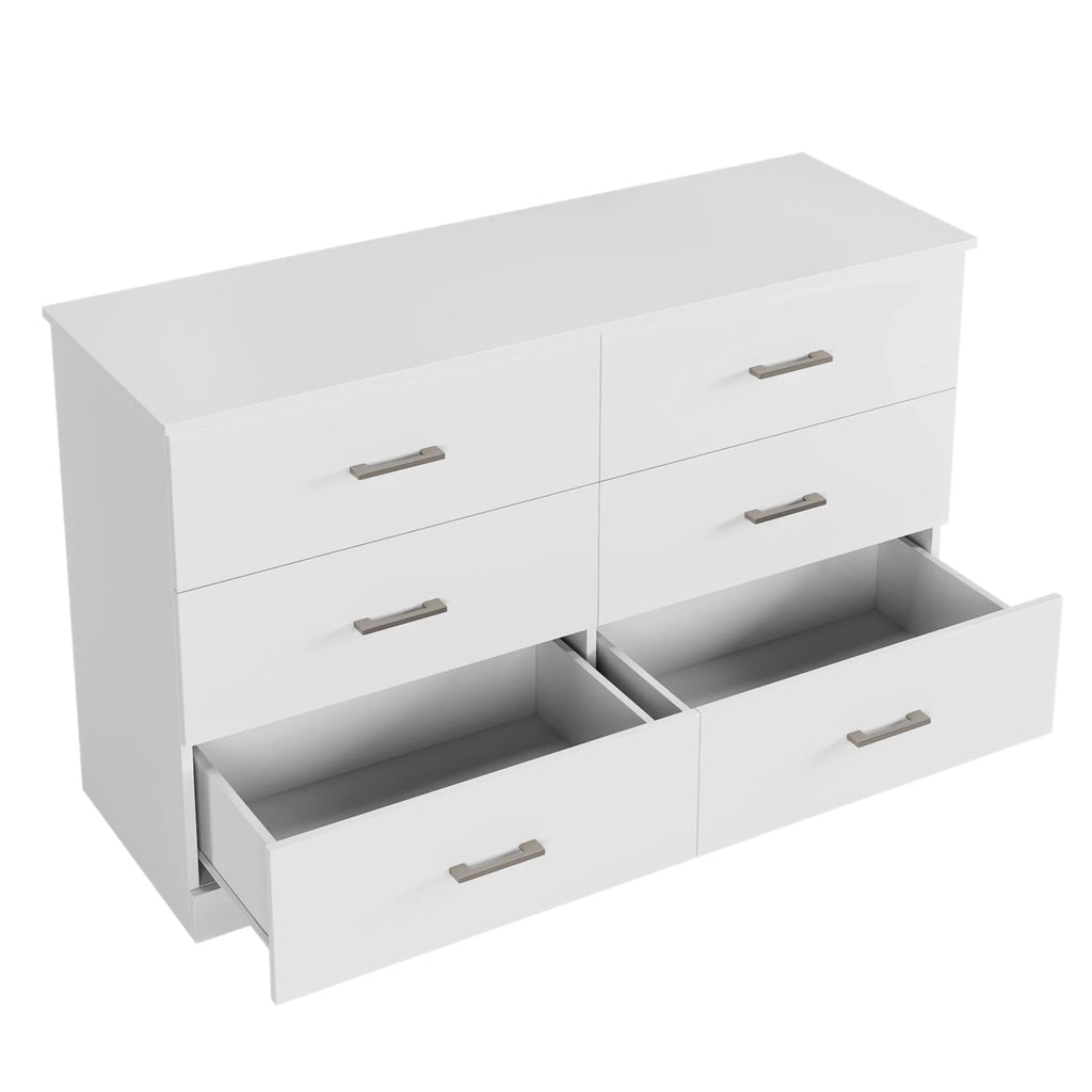 White 6 Drawer Wood Dresser Y6210