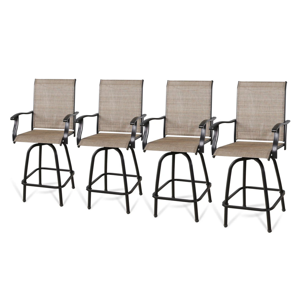 4-Piece Outdoor Swivel Bar Stools with High Back and Armrest Y83100