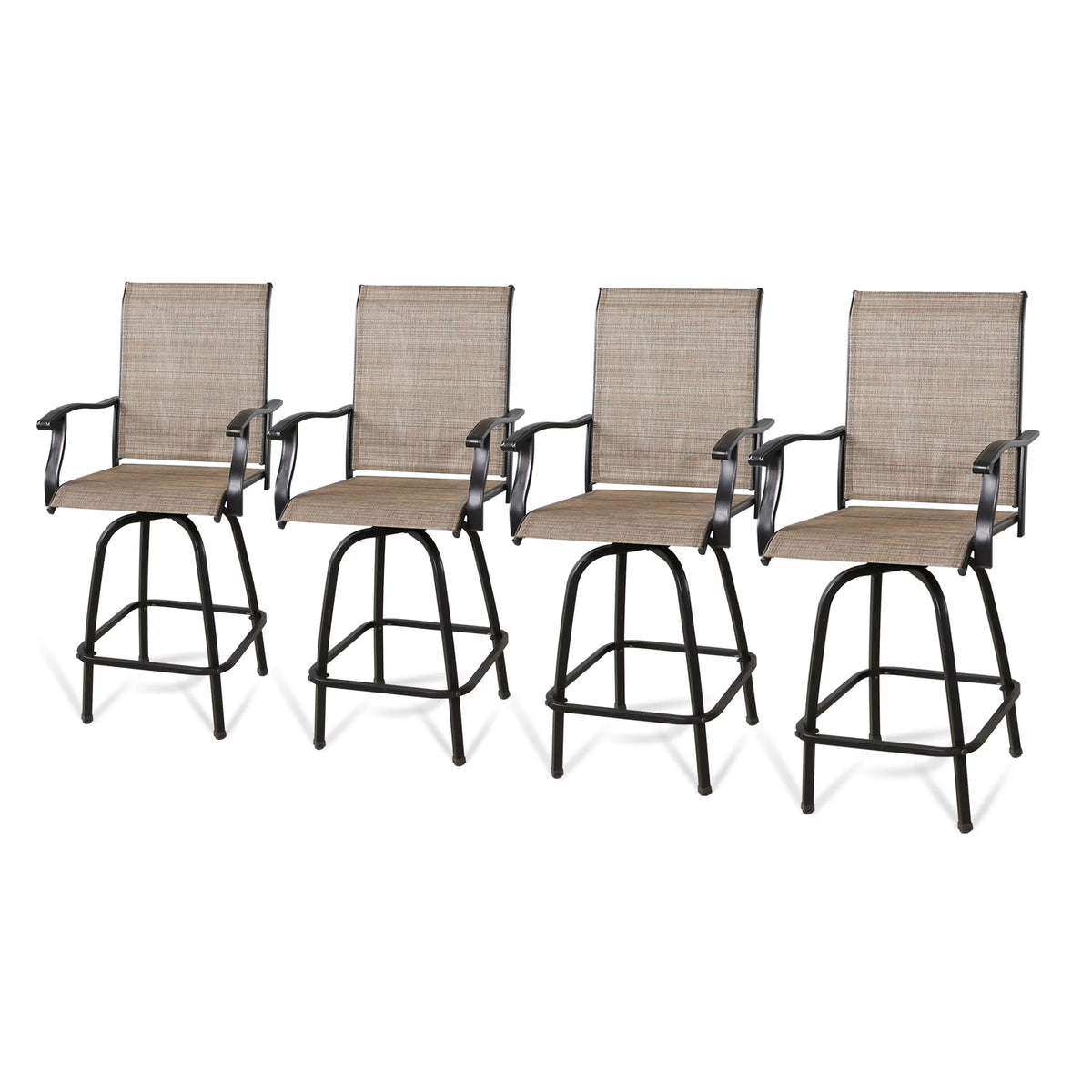 4-Piece Outdoor Swivel Bar Stools with High Back and Armrest Y83100