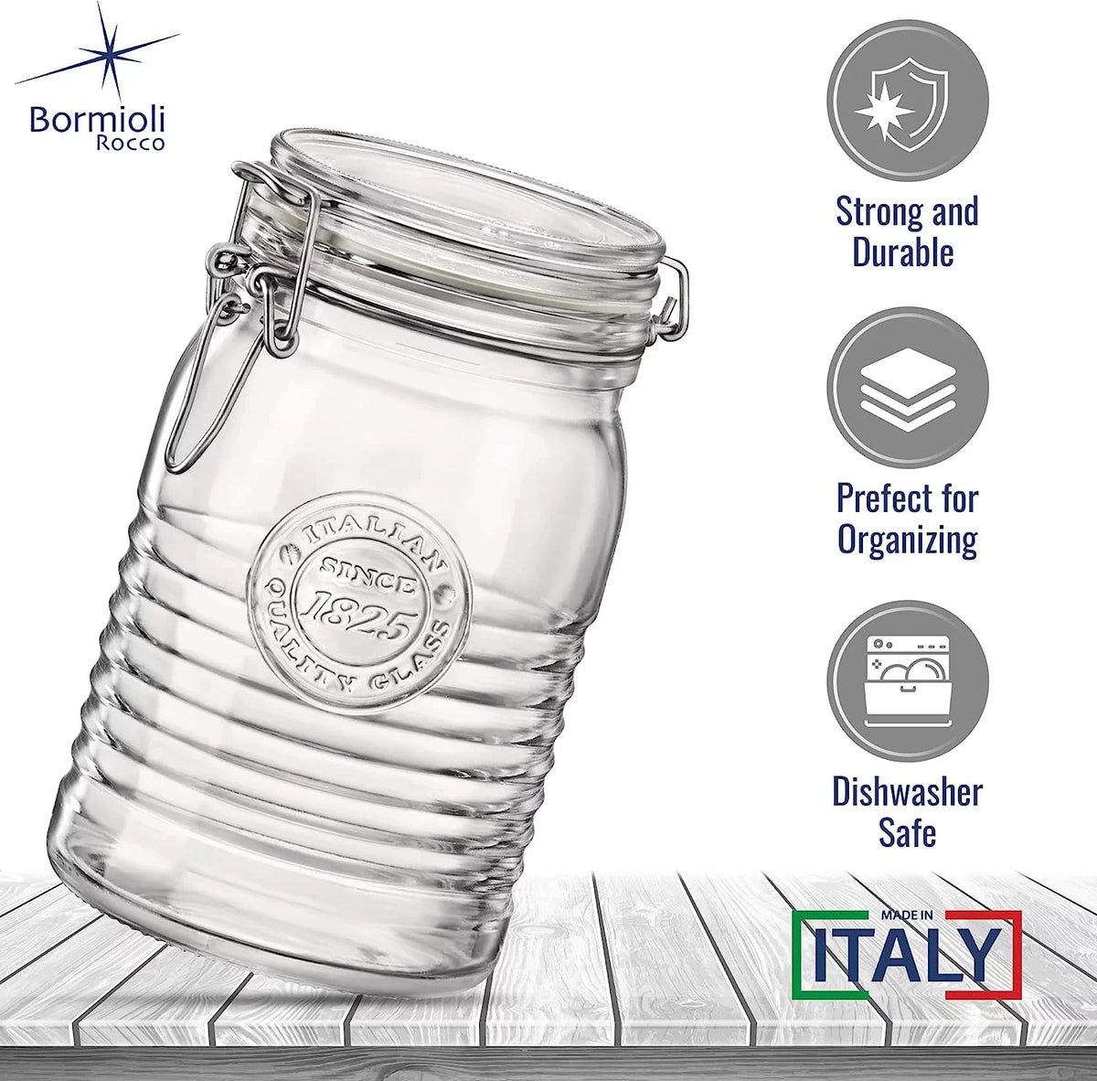 Set Of 3 Glass Jars with Airtight Hinged Lid Z774290