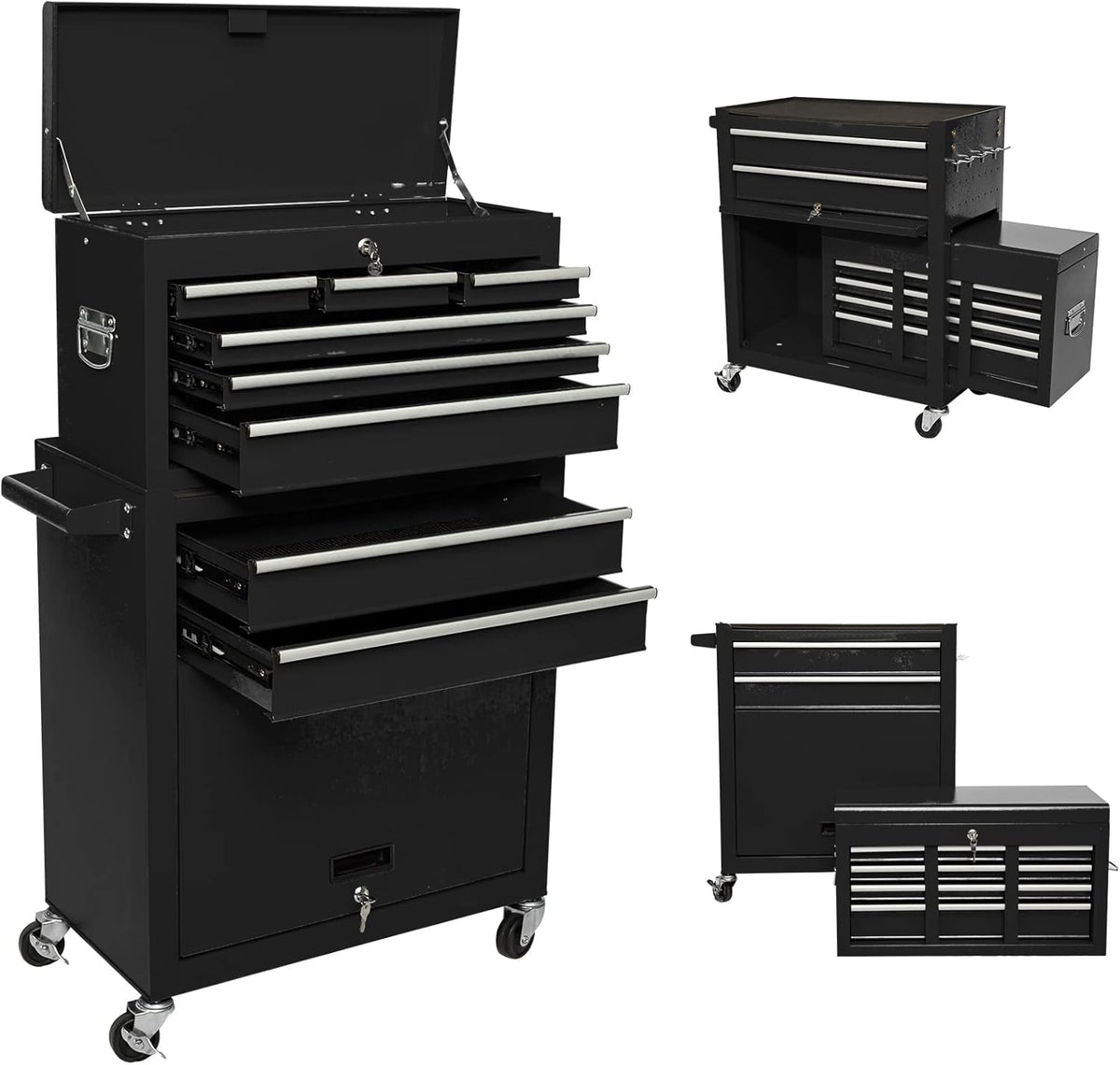 Red 8 Drawer Rolling Metal Tool Chest with Wheels M2943