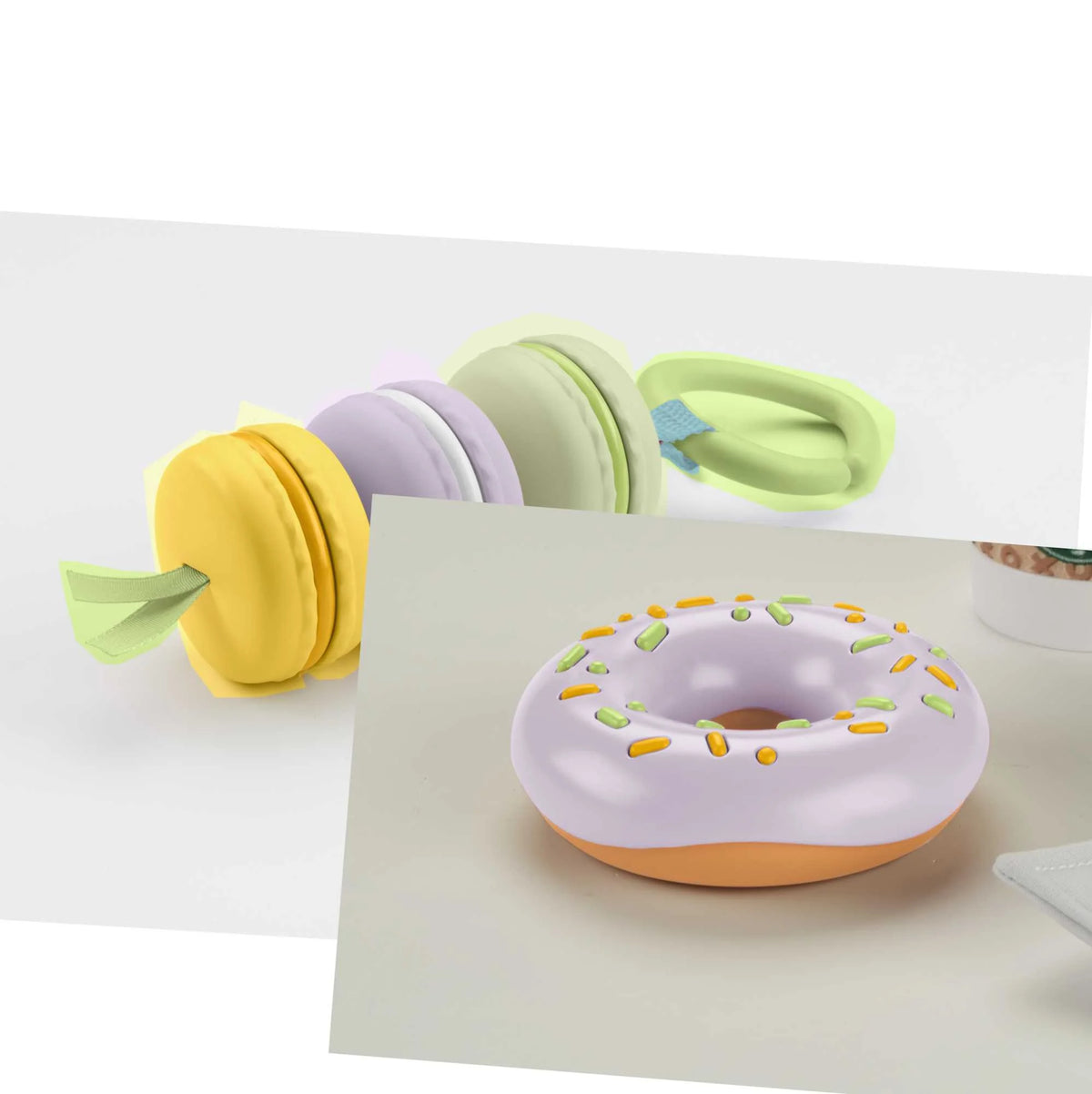 2 Pretend Food Rattle Toys for Infants 3+ Months, Plastic R4634