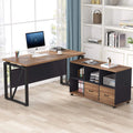 L-Shaped Computer Desk with File Cabinet and Storage Shelves H666384