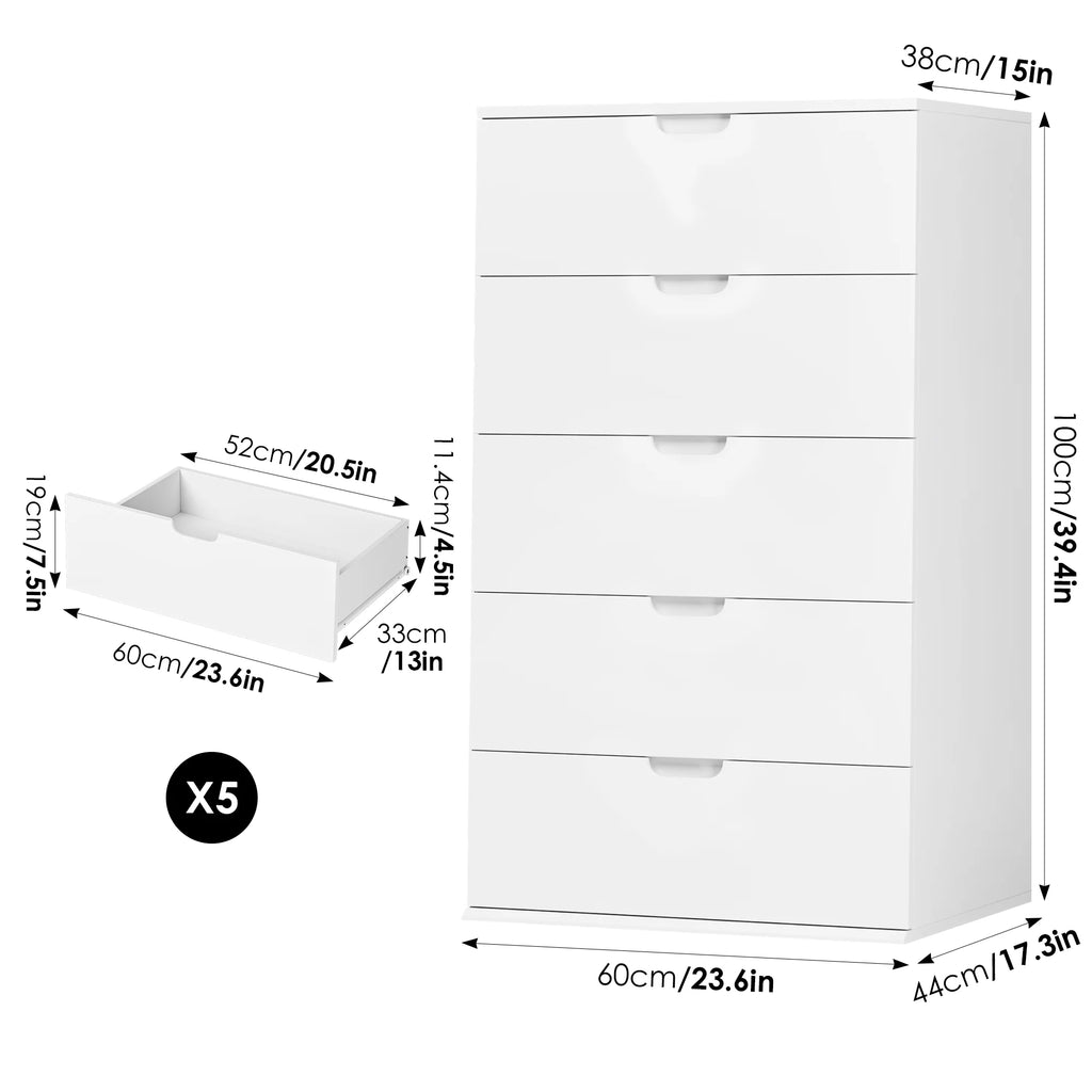 White 5 Drawer Dresser U2769