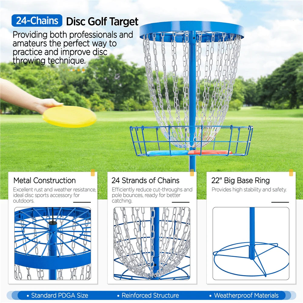 Portable Disc Golf Basket with 3 Discs and Carrying Bag T22993