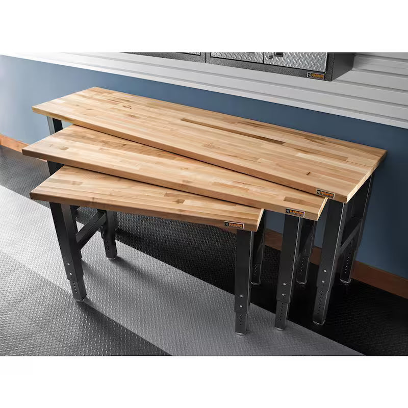 Adjustable Height Birch Top Workbench S757