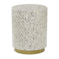 18" x 22" White Mother of Pearl Accent Table with Gold Base K935