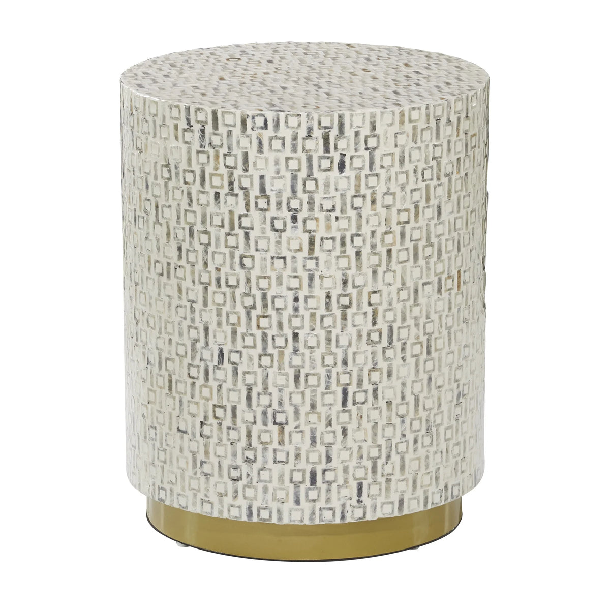 18" x 22" White Mother of Pearl Accent Table with Gold Base K935