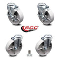 Semi Steel Cast Iron Swivel Caster Set of 4 with Roller Bearing - 5 inch x 1.5 inch Silver Wheels J461495