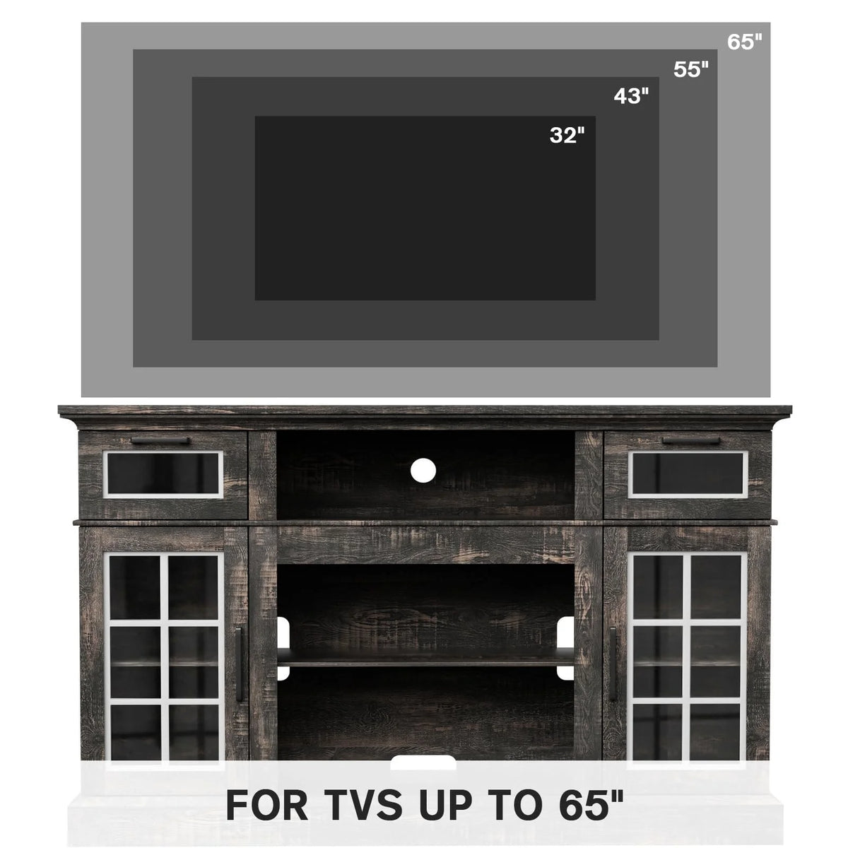 Dark Oak Tall TV Stand with Glass Door X13395