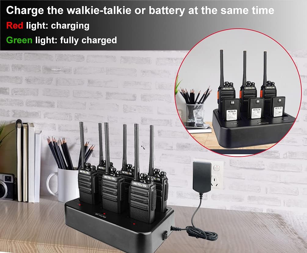 6 Pack Walkie Talkies with Multi Gang Charger V892