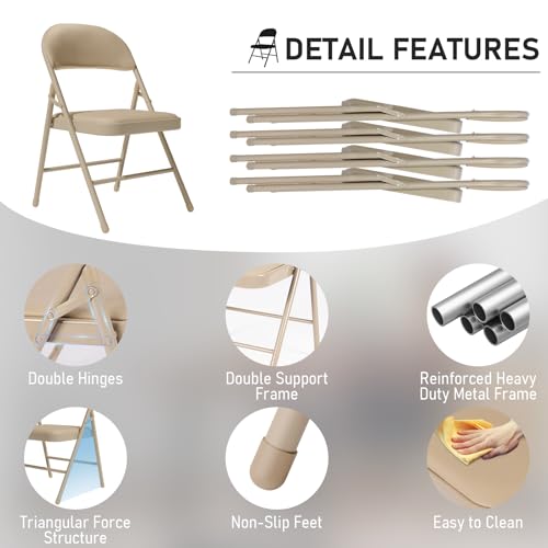 6 Pack Gray Folding Chairs with Padded Cushion and Steel Frame W552