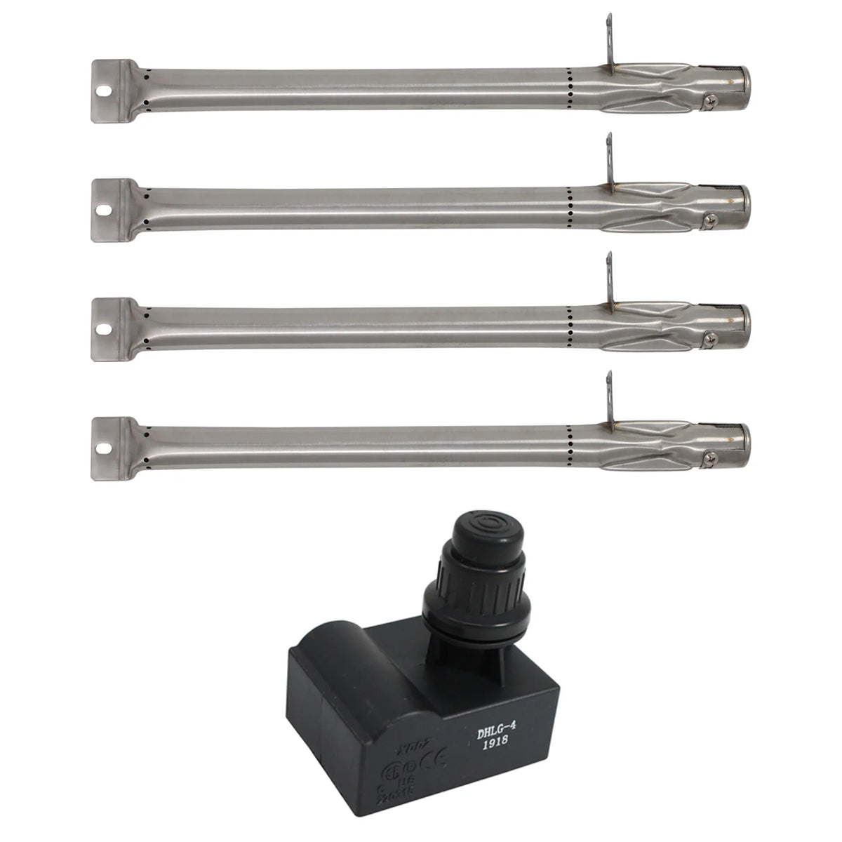 4 BBQ Gas Grill Tube Burner & 1 4-Outlet Spark Generator Ignitor Replacement Parts B217