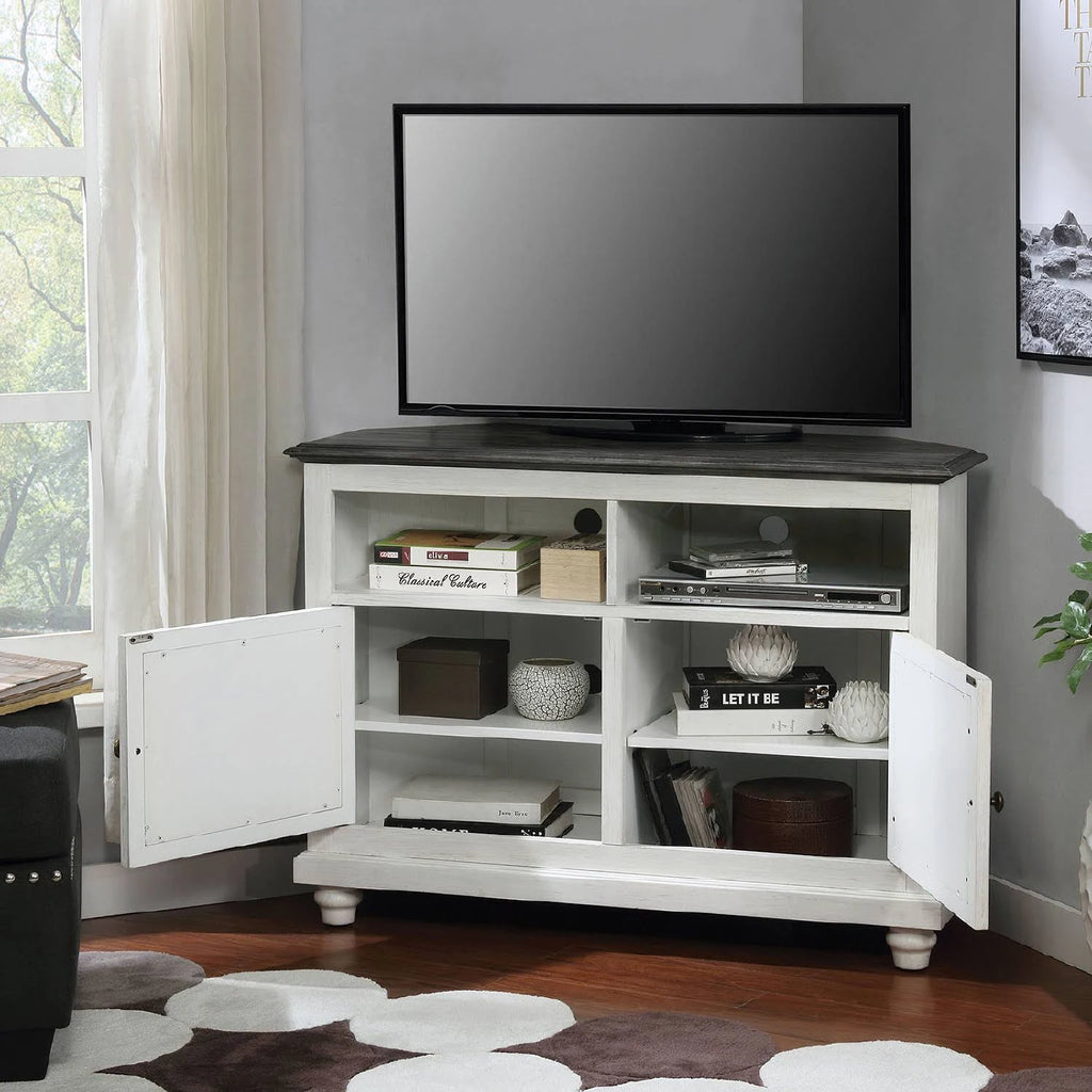 White Antique Gray TV Stand G640