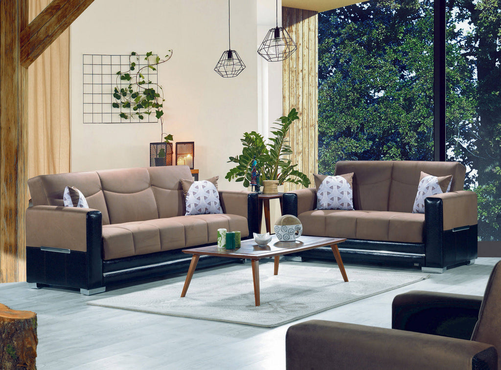 Brown Microsuede Sofa Bed J244