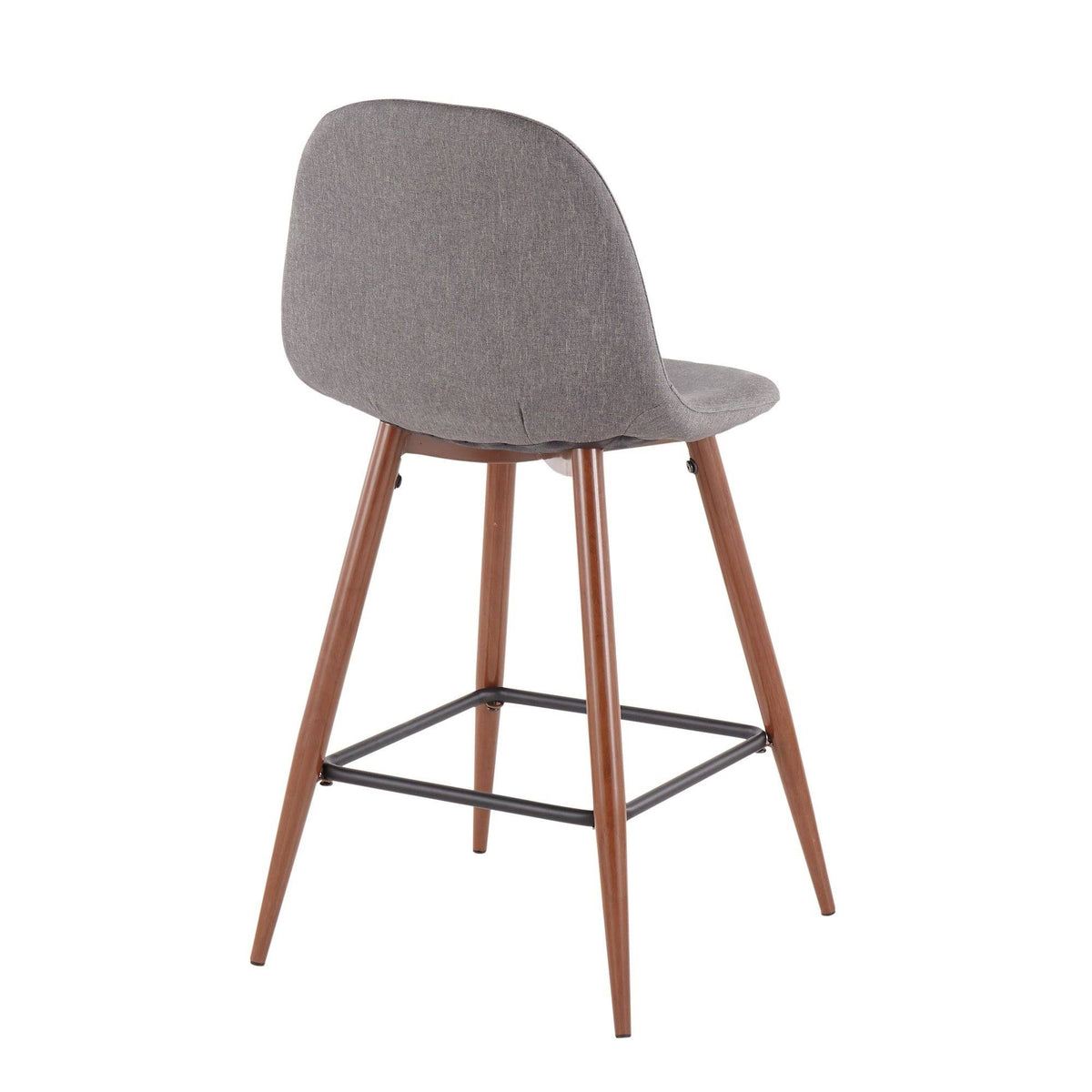 Walnut Metal Charcoal Fabric Counter Stool Set of 2 L943