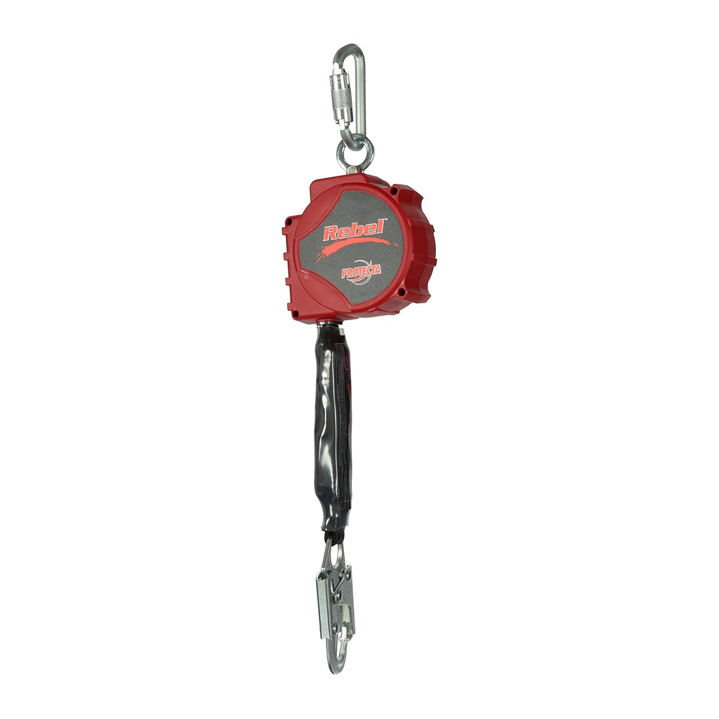 Self Retracting Lifeline Web, Steel Snap Hook and Carabiner, Black/Red M91048