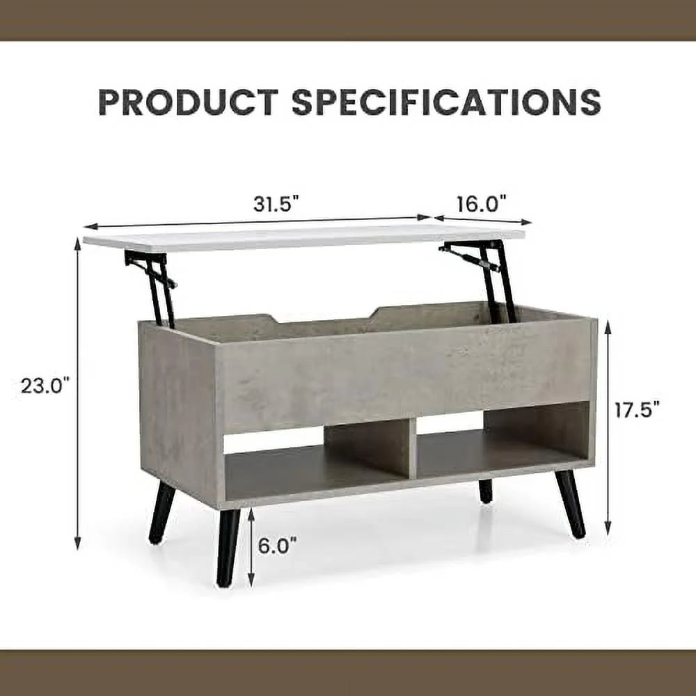 Lift Top Coffee Table with Hidden Compartment and 2 Open Shelves P617146