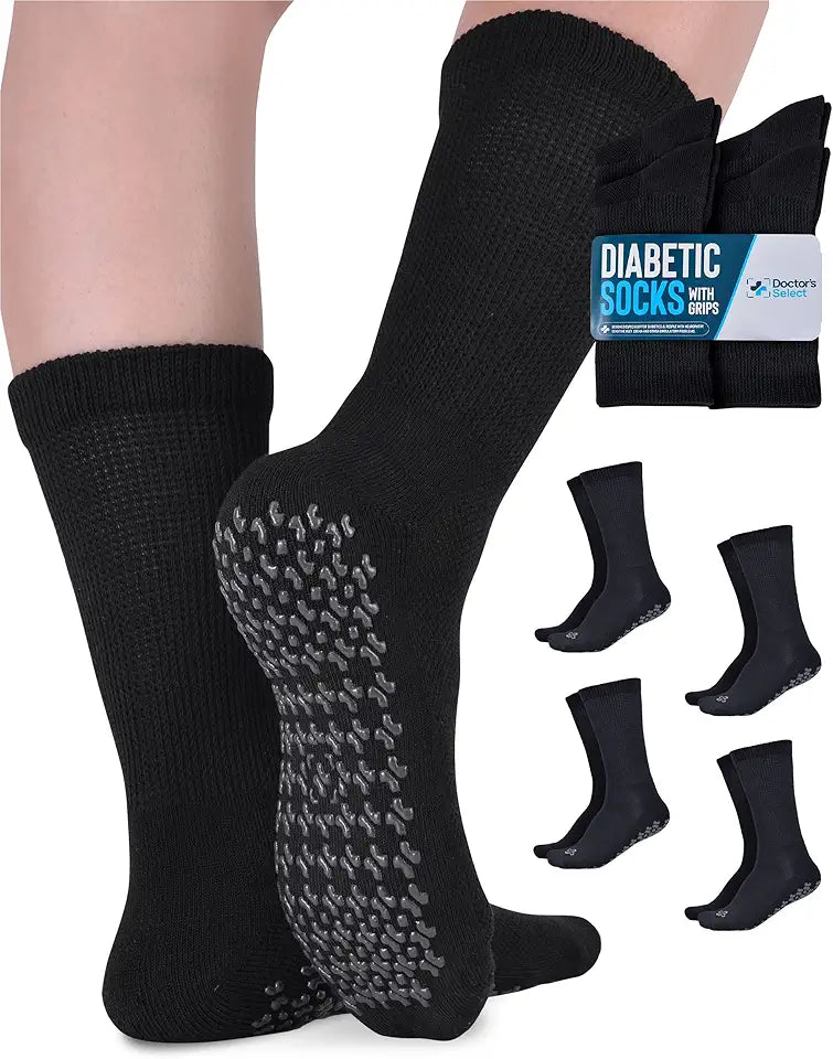 4 Pairs Non Binding Non Slip Gripper Socks P954