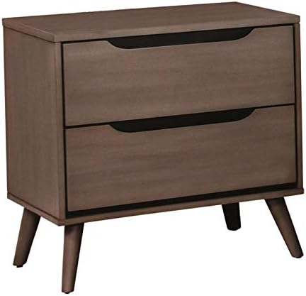 Gray Wood 2-Drawer Nightstand L967558