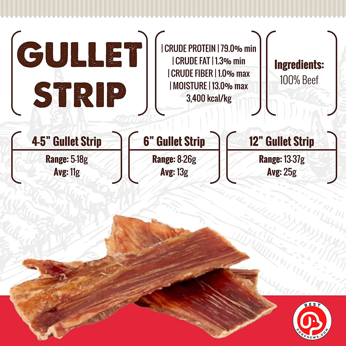 Beef Gullet Strips Dog Treats 14oz G36753