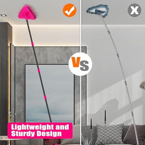 Wall Mop with Long Handle 80 inches Collapsible Baseboard Cleaner with Squeegee 3 Microfiber 3 Chenille Pads I583