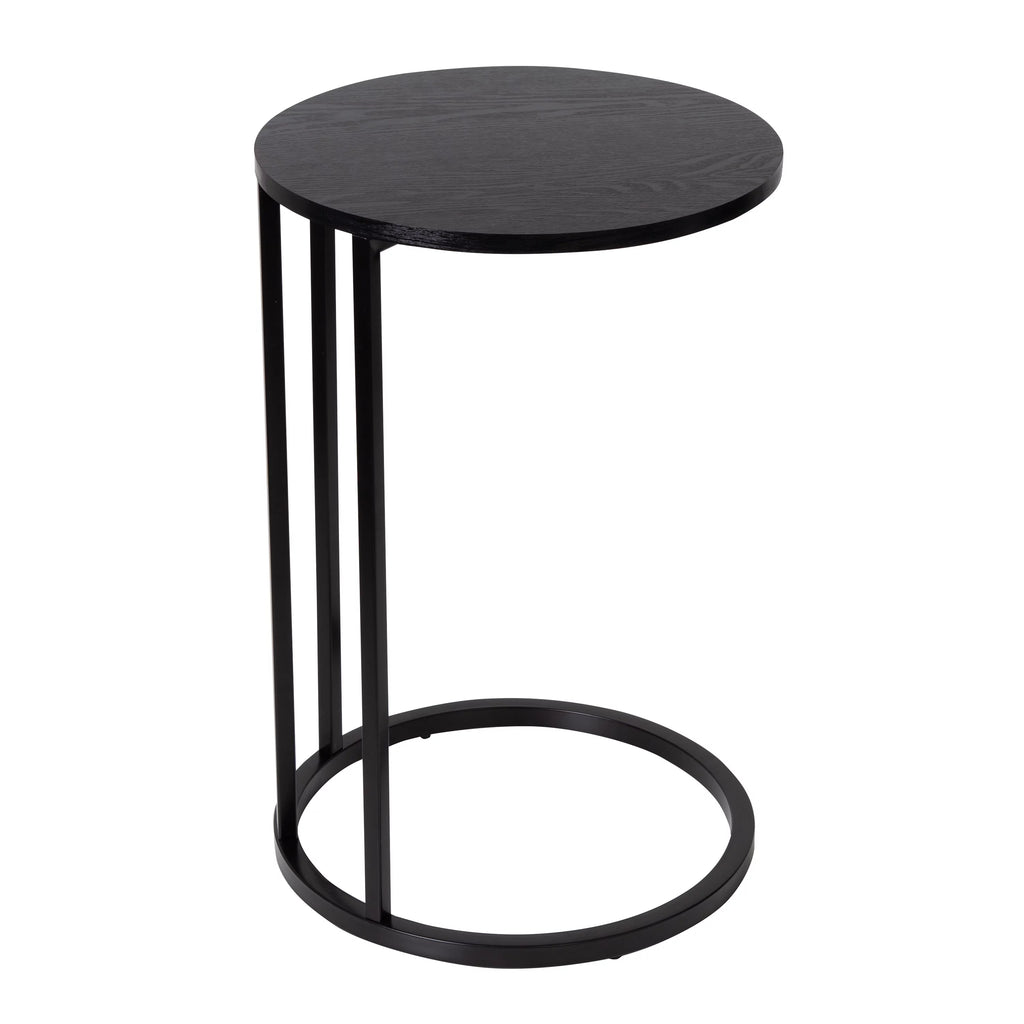 Black Wood and Metal Round End Table S988196