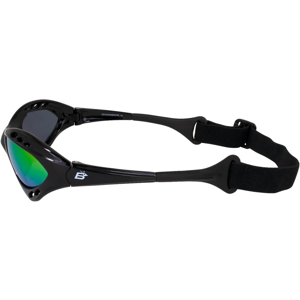 2 Pairs Padded Polarized Sunglasses w/Strap Silver w/Smoke Lens Black w/Pink Mirror Lens X918761
