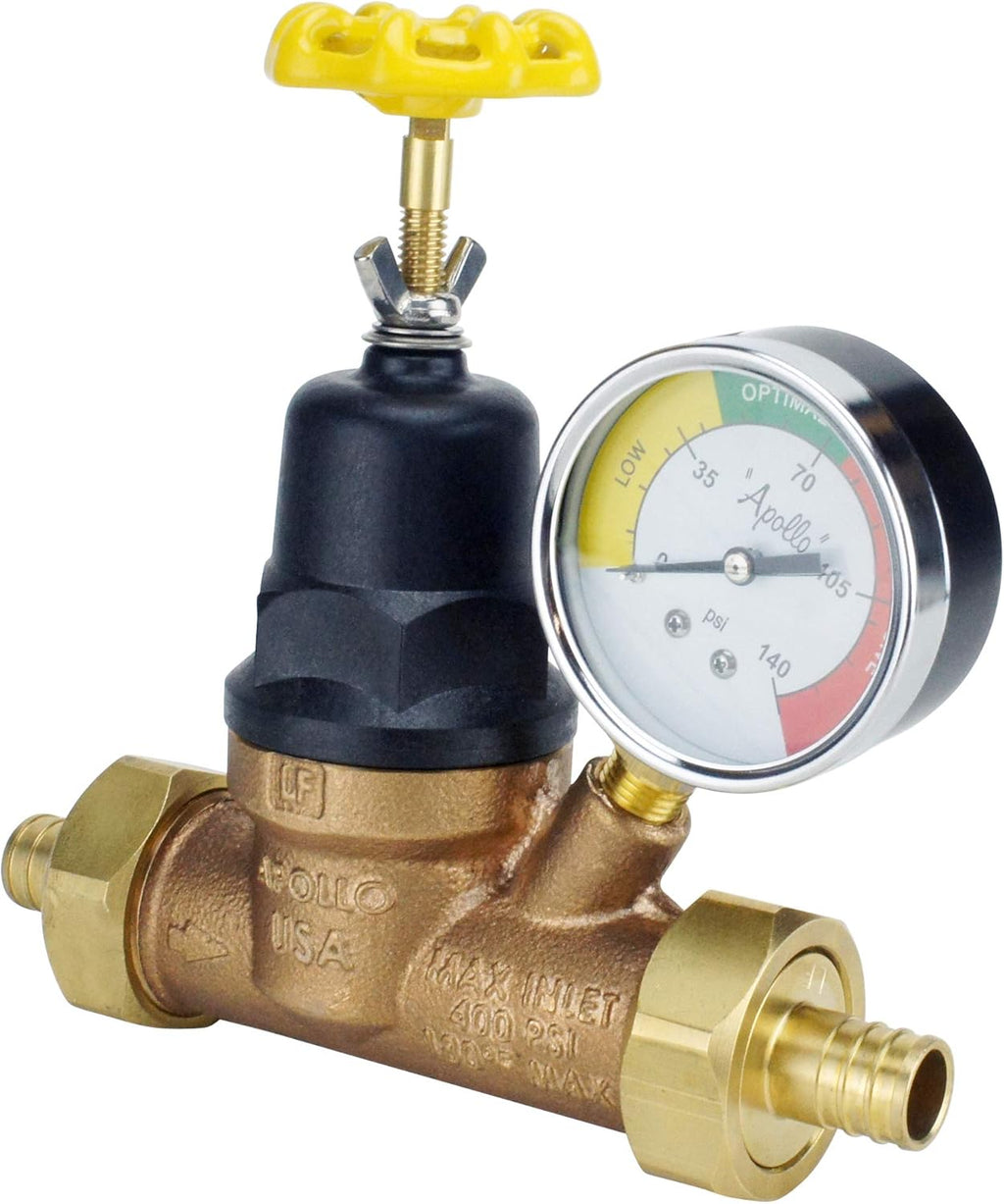 Water Pressure Regulator with Gauge, Bronze, Pack of 2 A942410