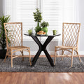 Natural Brown Rattan 2-Piece Dining Chair Set Y88310