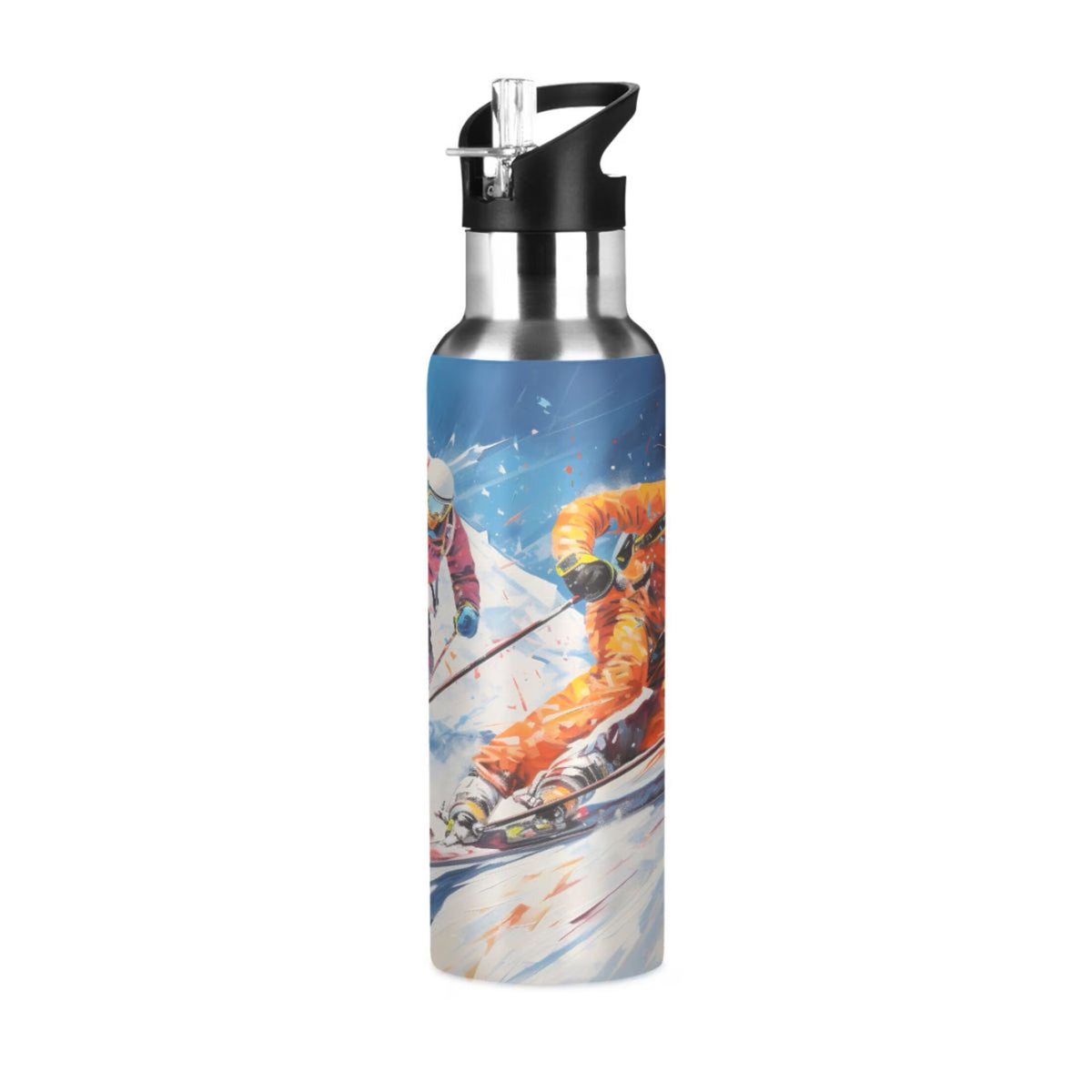 Stainless Steel Insulated Thermos Vacuum Flask Water Bottle with Straw Lid R19691