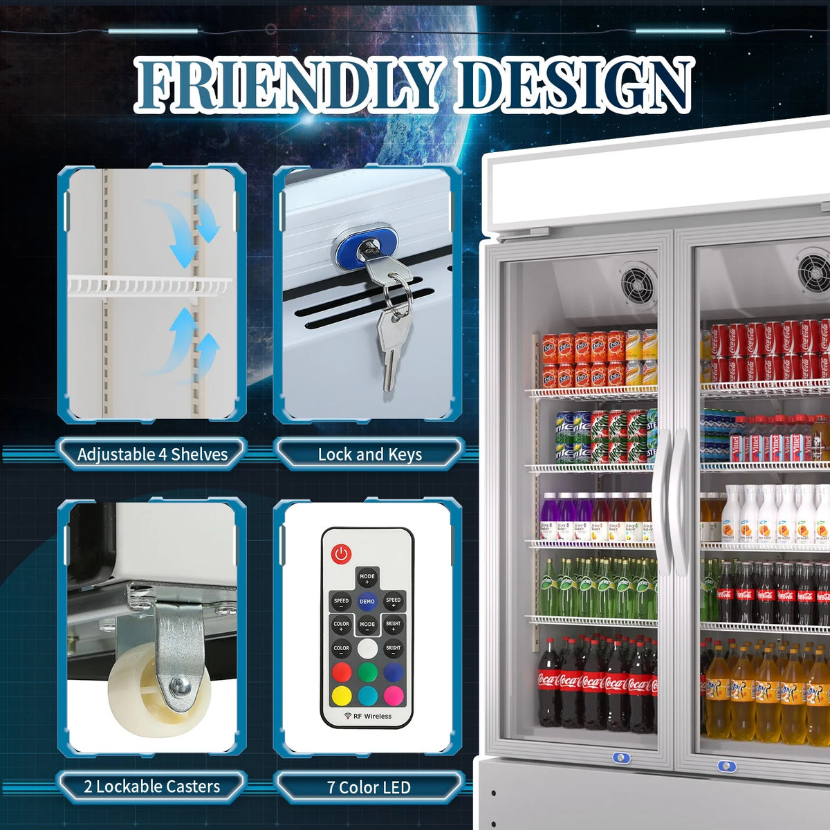 38'' Commercial Beverage Display Refrigerator with 2 Glass Doors Y2812