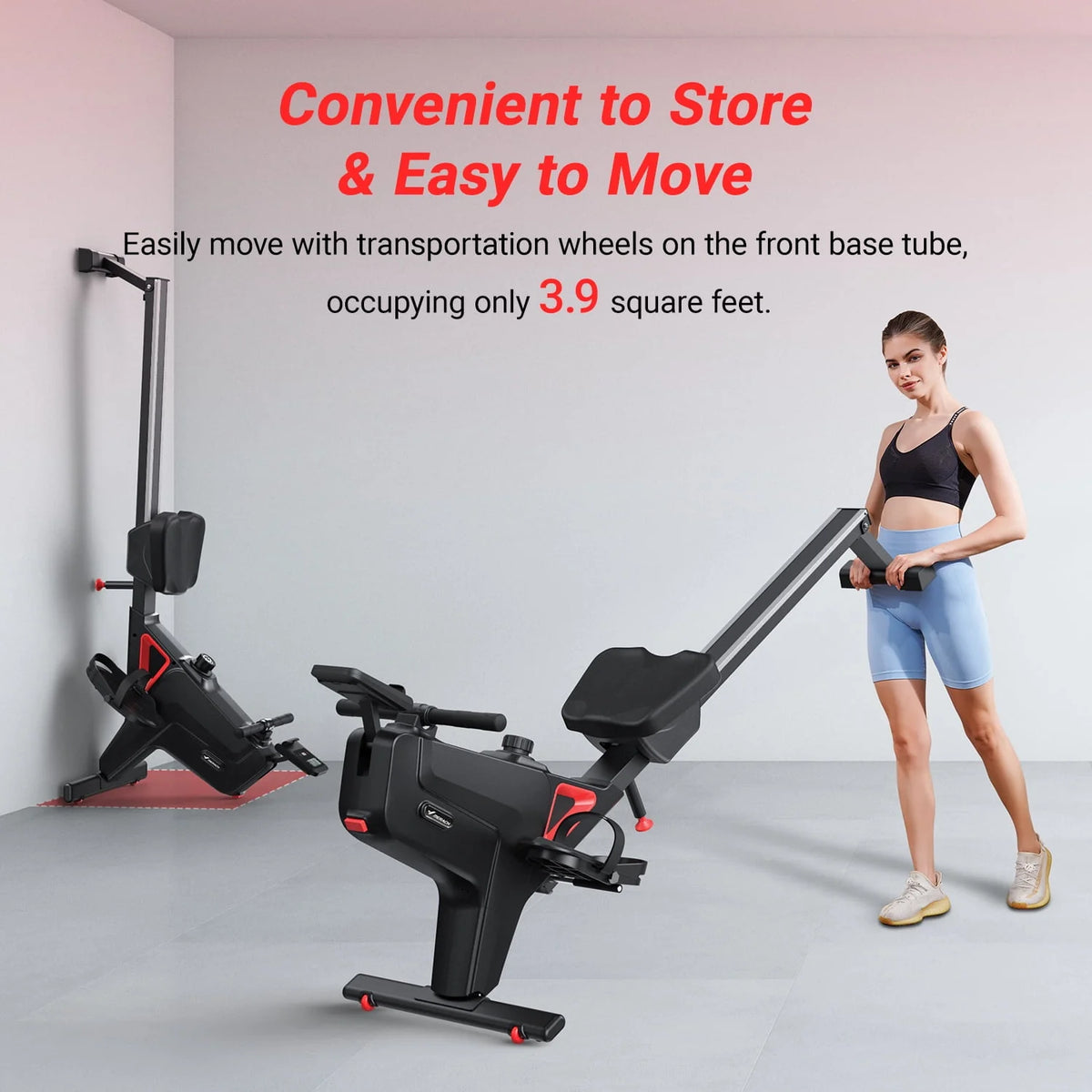 Magnetic Rowing Machine Quiet 16 Levels of Resistance Bluetooth Black Rower B50492