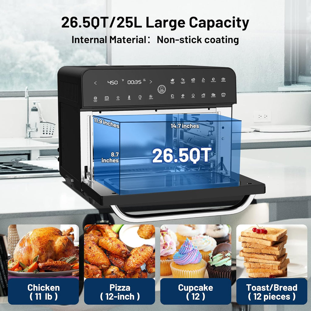 Black 26.5QT Air Fryer Combo Toaster Oven L2224