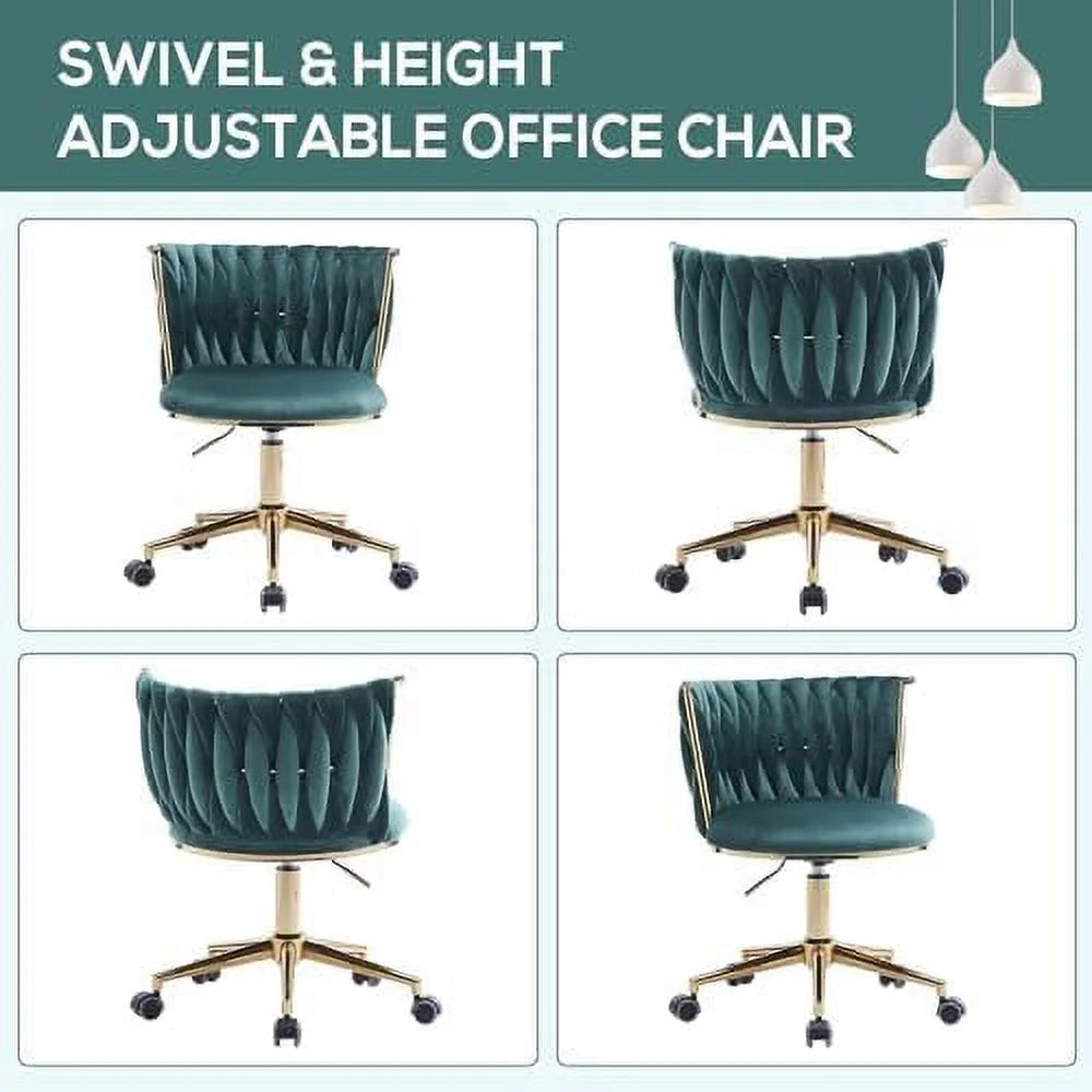 Velvet Office Desk Chair with Woven Backrest M557551