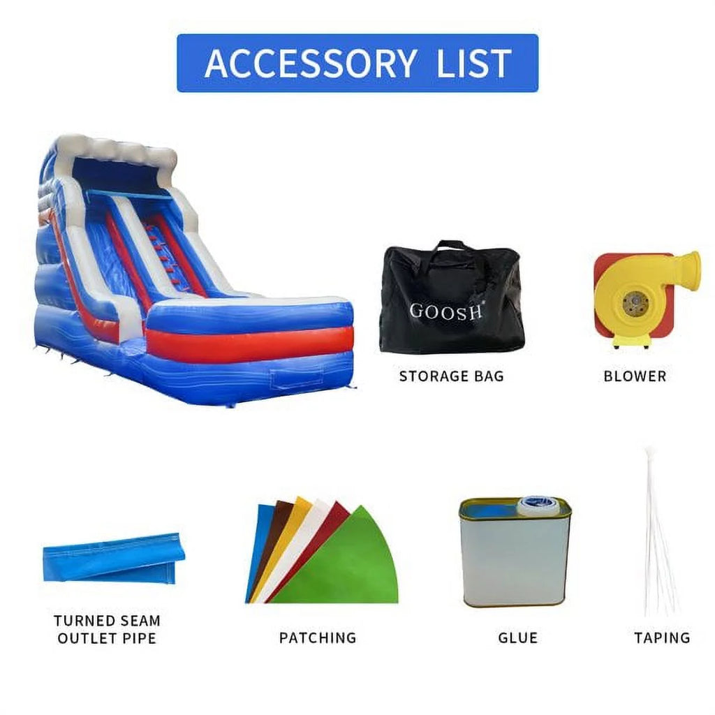 16 ft x 26 ft Inflatable Water Slide with Blower and Splash Pool Q135964