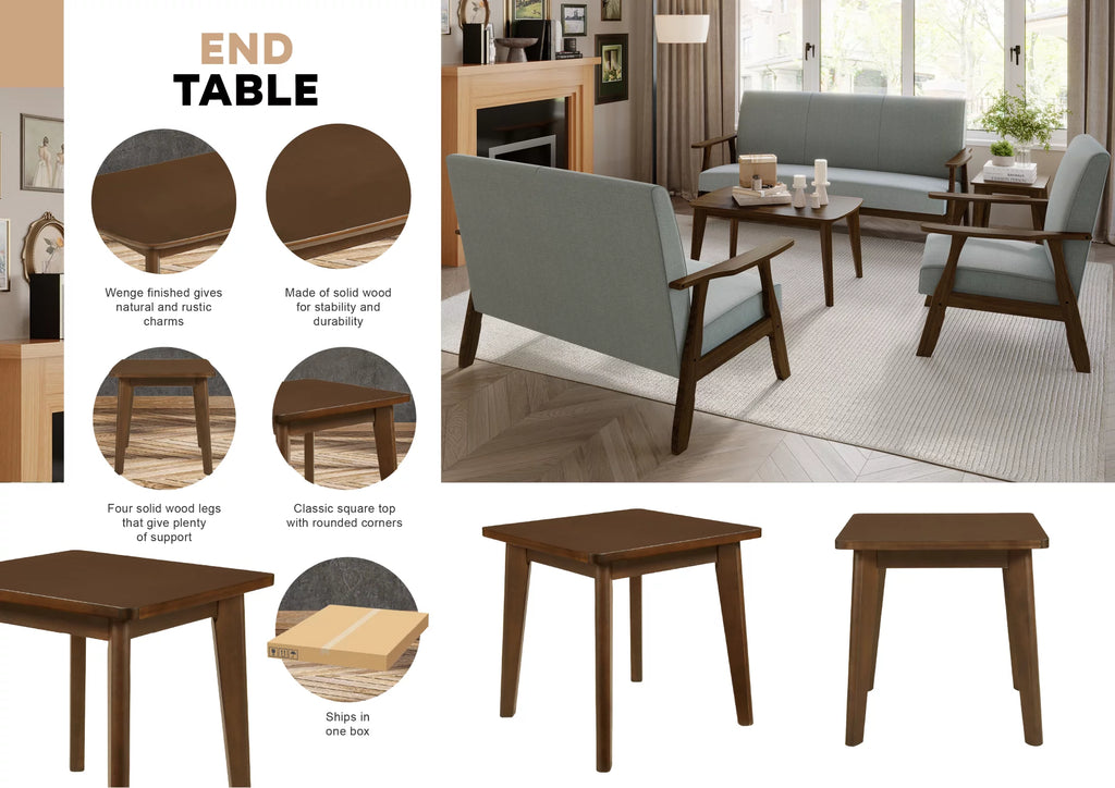 Mid-Century Square Wooden End Table Y259773