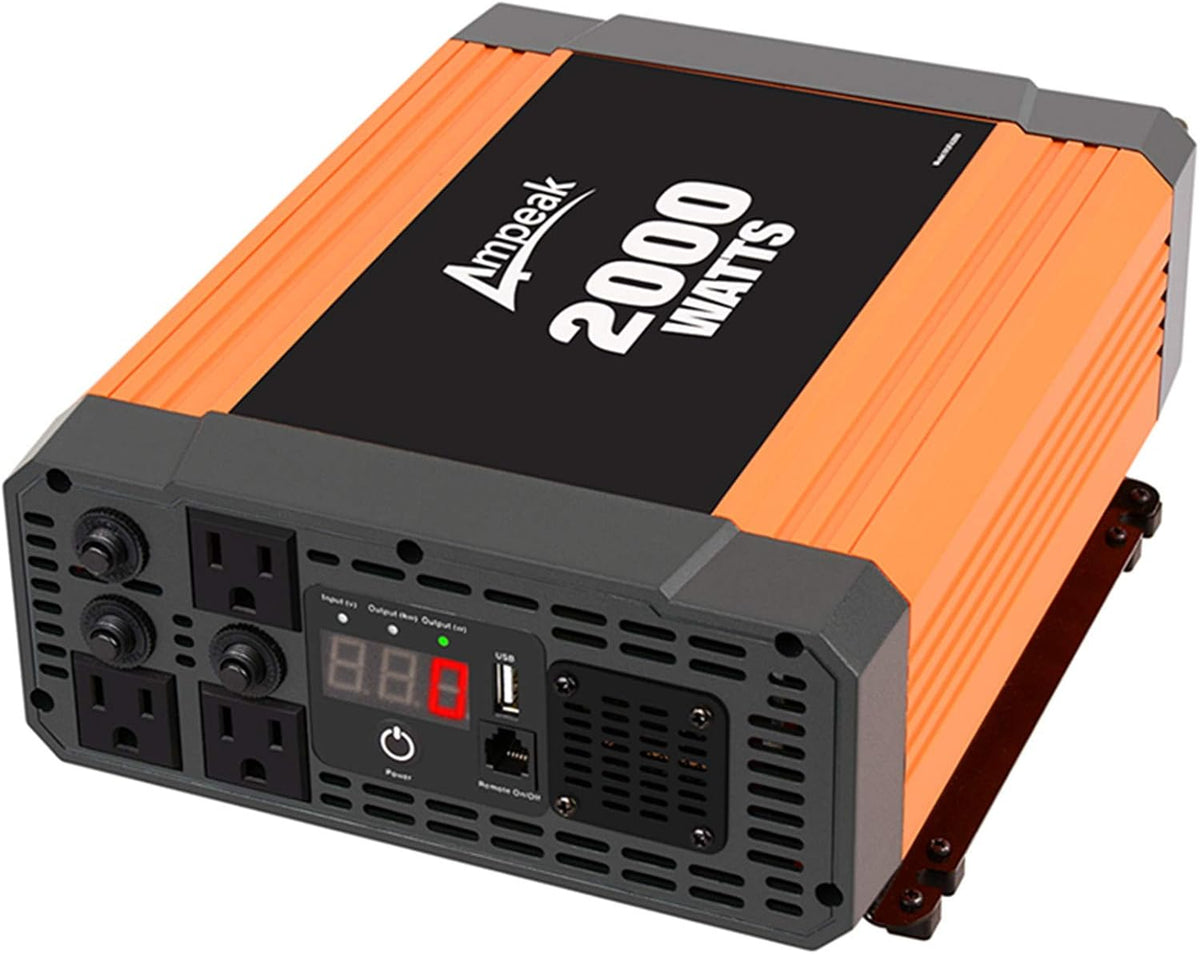 2000W Power Inverter 12V to 110V Digital LCD Display 3AC Outlets 2.1A USB L552266