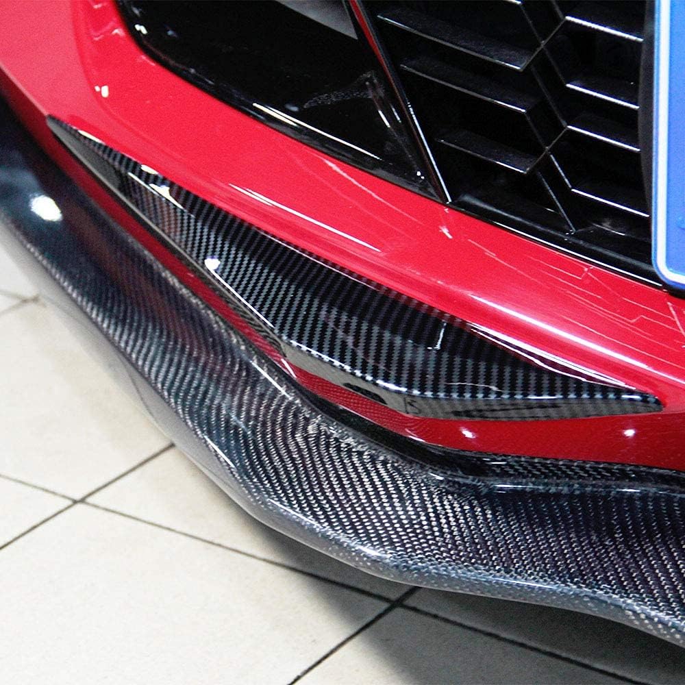 Carbon Fiber Look Cover Trims Front Bumper Bottom Corner for 2014 2015 2016 2017 2018 Chevrolet Corvette C7 E5187