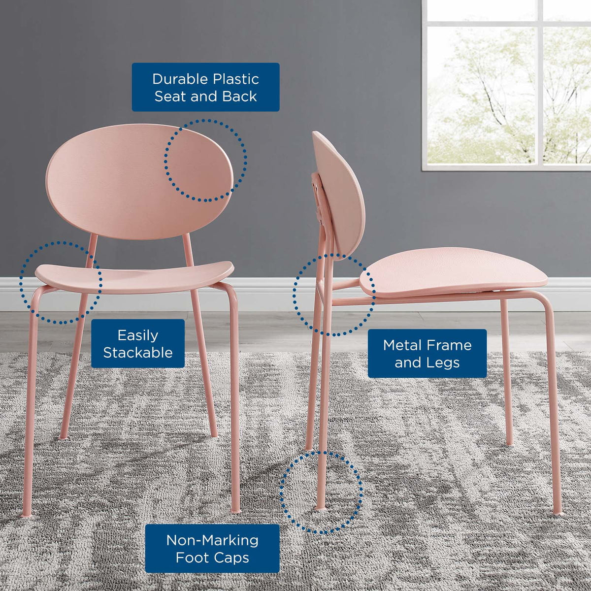 Pink Dining Side Chair Set of 2 G145