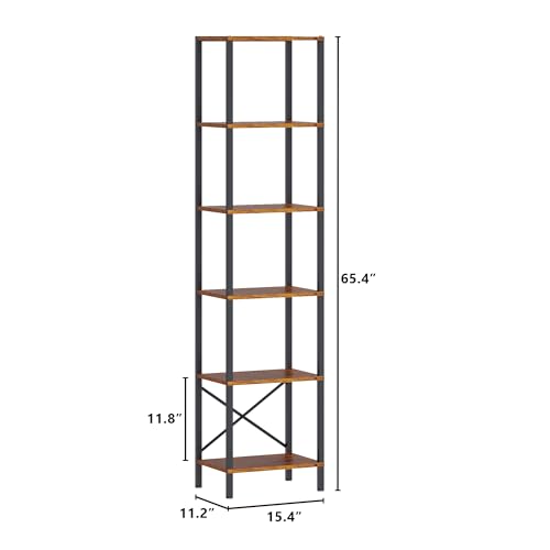 Black 6-Tier Steel Frame Bookshelf O62375