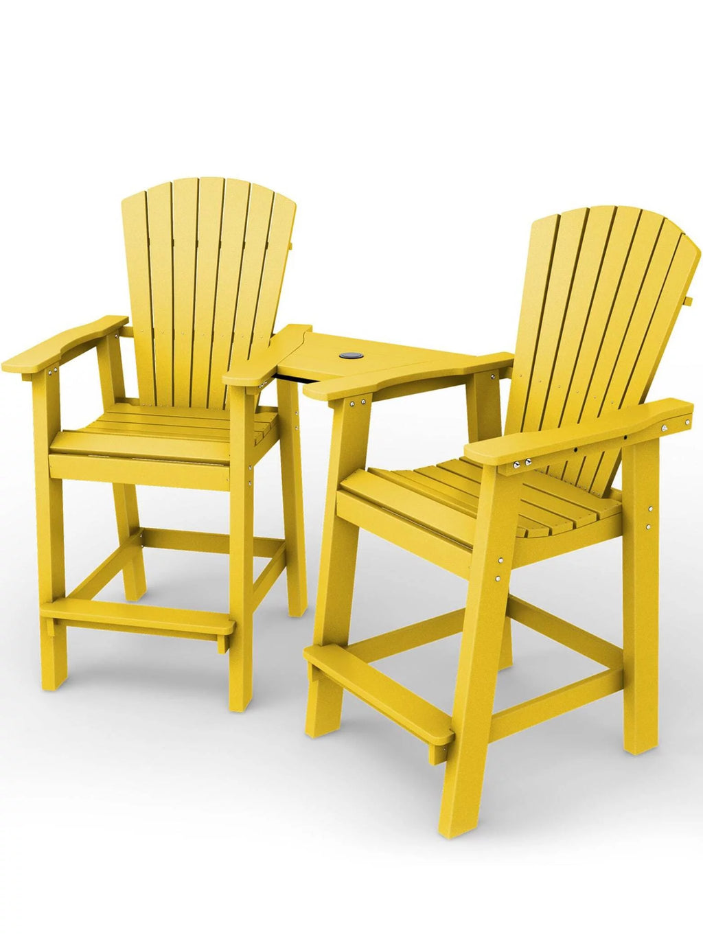 Tall Adirondack Chair Set with 2 Barstools and Connecting Tray U4696