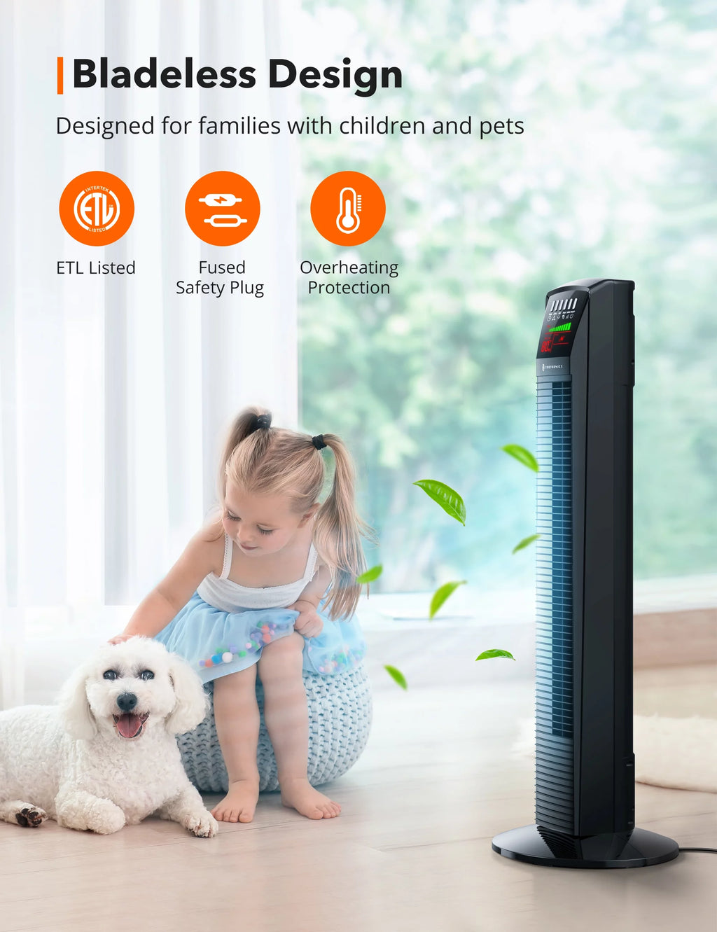 Bladeless Oscillating Tower Fan with Remote T28608